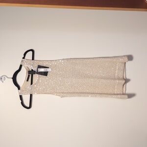 Donna Karan Ivory Sequin Cashmere Tank - Medium